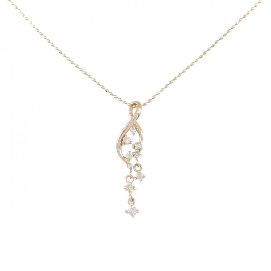 K18PG DIAMOND NECKLACE: K18PG Diamond Necklace Brand: Unbranded Type: Diamond Necklace Material: K18 Pink Gold, Main Stone/Creation Natural Color: Pink Gold Size: Actual Size Pendant length approx. x width approx.: