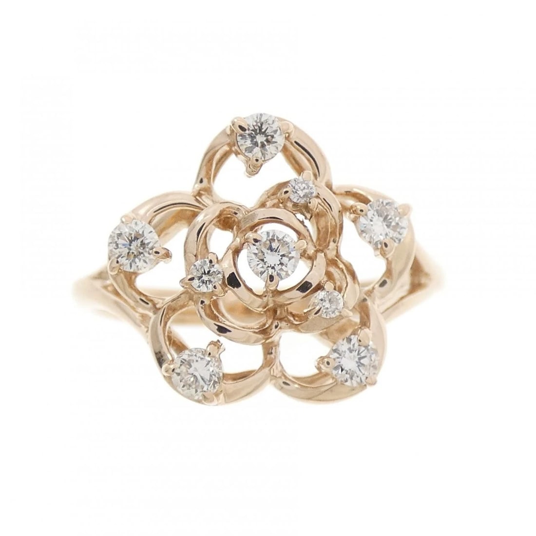 K10PG FLOWER DIAMOND RING - 2