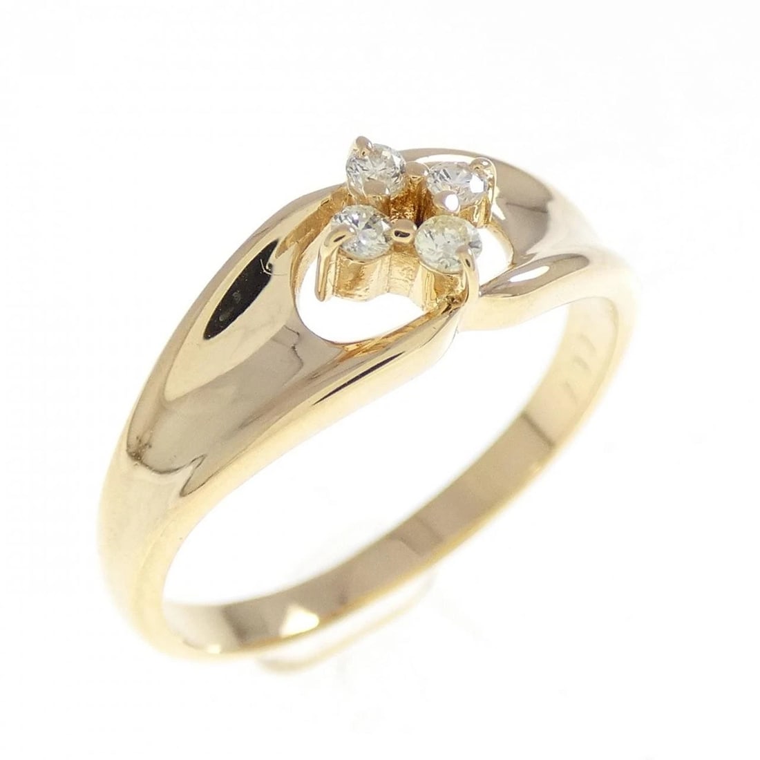 K18YG FLOWER DIAMOND RING: K18YG Flower Diamond Ring Brand: Unbranded Type: Diamond ring Material: K18 yellow gold, Color: yellow gold Size: US 5.75 Accessories: None Accessories Notice: When purchasing pre-owned