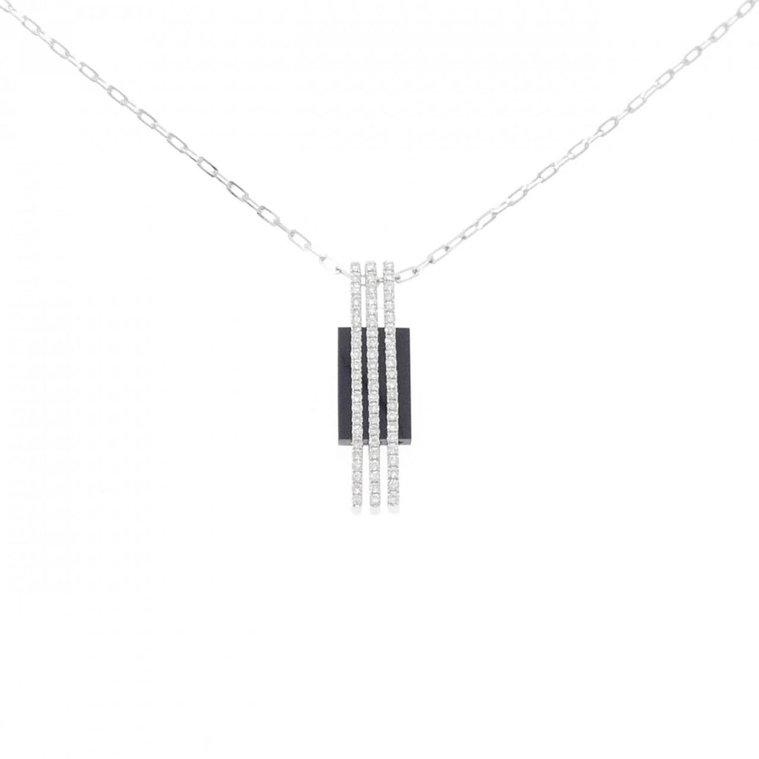K18WG/750WG ONYX NECKLACE: K18WG/750WG Onyx Necklace Brand: Unbranded Type: Onyx Necklace Material: 18K White Gold/750 White Gold, Main Stone/Creation Onyx Color: White Gold Size: 43cm,Actual Size Pendant length approx.