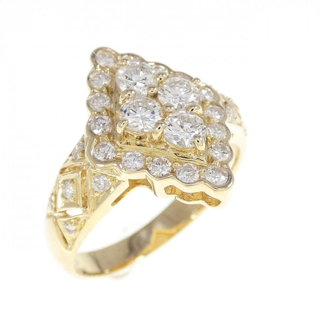 750YG DIAMOND RING: 750YG Diamond Ring Brand: Unbranded Type: Diamond Ring Material: 750 yellow gold, Color: yellow gold Size: US 6 1/4 Accessories: None Accessories Notice: When purchasing pre-owned goods, p