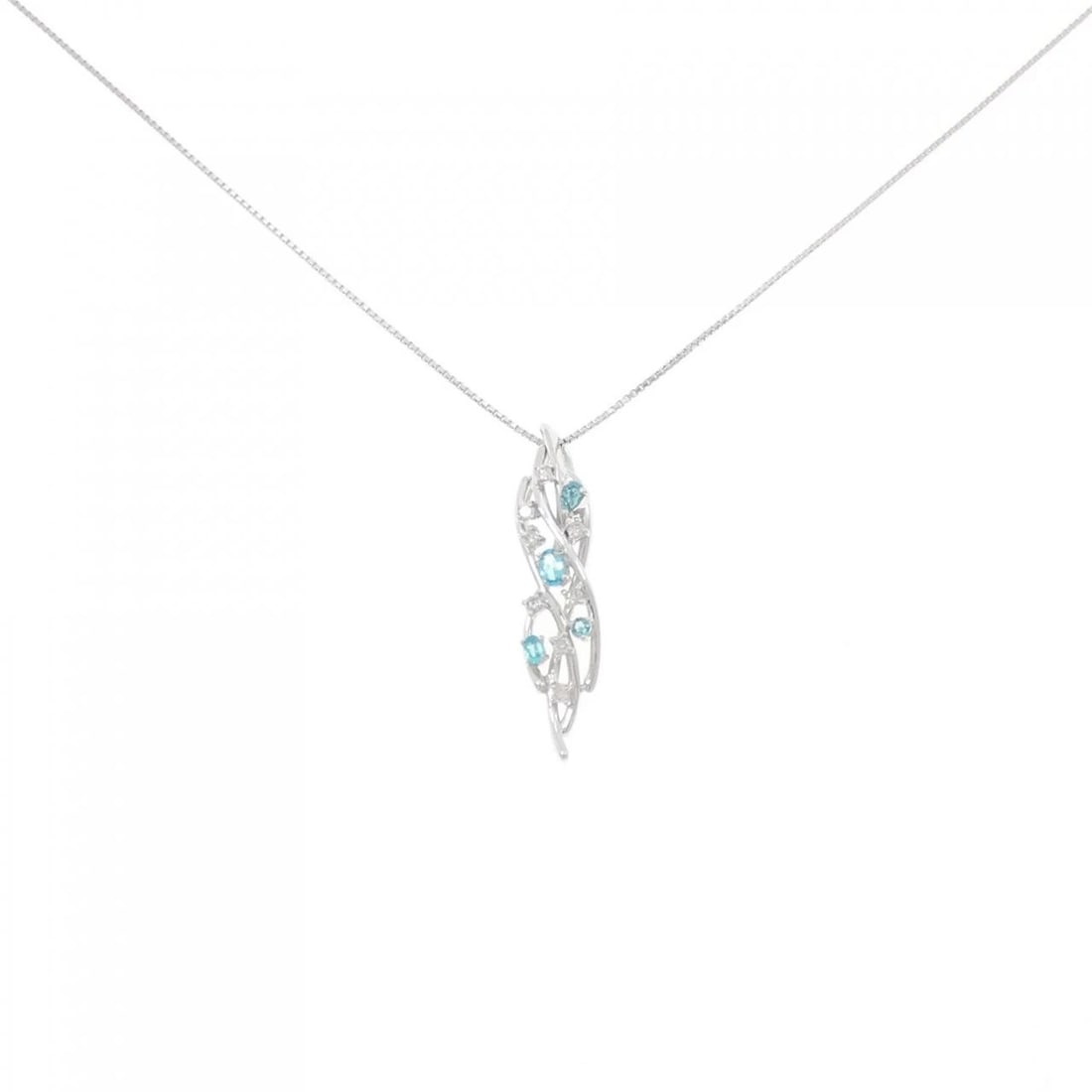 K18WG PARAIBA TOURMALINE NECKLACE: K18WG Paraiba tourmaline Necklace Brand: Unbranded Type: Paraiba tourmaline Necklace Material: K18 white gold, Color: white gold Size: 45cm,Actual Size Pendant length approx. x width approx.: