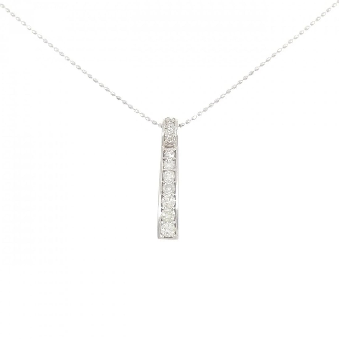 K18WG DIAMOND NECKLACE: K18WG Diamond Necklace Brand: Unbranded Type: Diamond Necklace Material: K18 white gold, Color: white gold Size: 45cm,Actual Size Pendant length approx. x width approx.: 21.2mmx3.6mm Chain