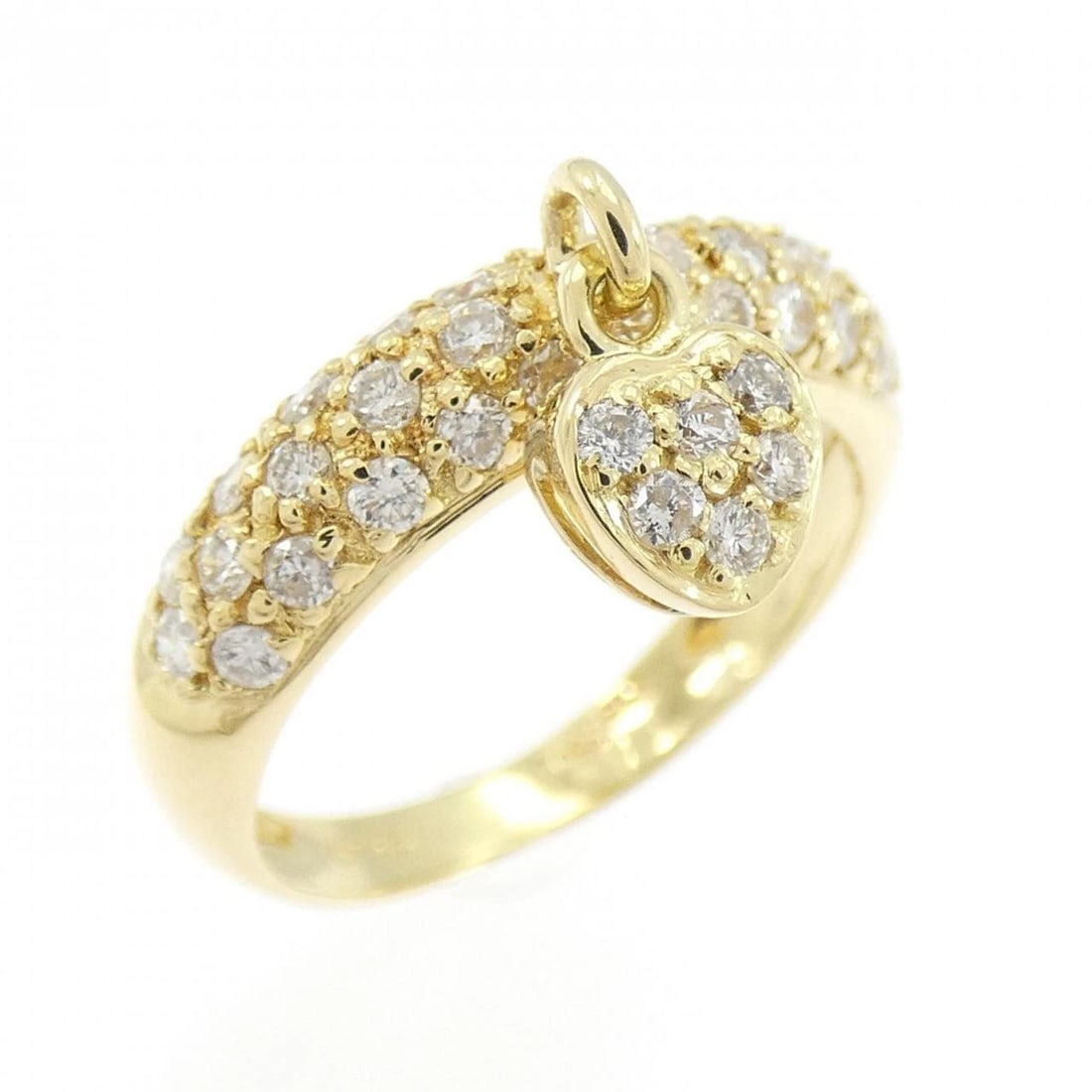 K18YG HEART DIAMOND RING: K18YG Heart Diamond Ring Brand: Unbranded Type: Diamond Ring Material: K18 yellow gold, Color: yellow gold Size: US 3 1/4 Accessories: None Accessories Notice: When purchasing pre-owned