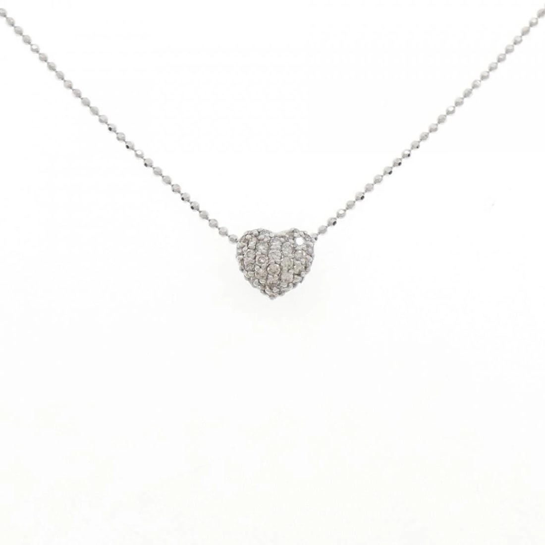 K18WG HEART PAVE DIAMOND NECKLACE: K18WG Heart Pave Diamond Necklace Brand: Unbranded Type: Diamond Necklace Material: K18 white gold, Color: white gold Size: 50cm,Actual Size Pendant length approx. x width approx.: 8.0mmx8.8mm