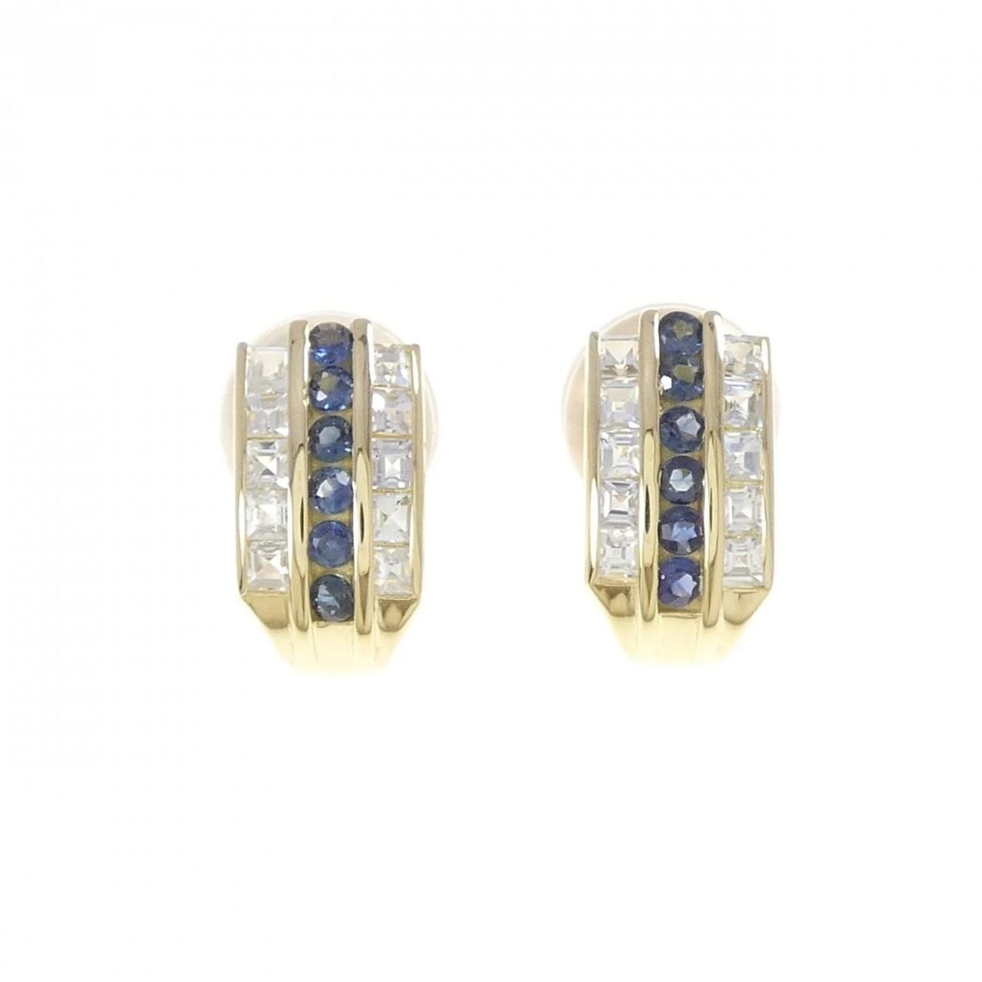 K18YG SAPPHIRE PIERCE: K18YG Sapphire Pierce Brand: Unbranded Type: Sapphire Pierce/Earring Material: K18 yellow gold, Main Stone/Creation Sapphire Color: yellow gold Size: Actual Size Approx. height x width: 15.8mm