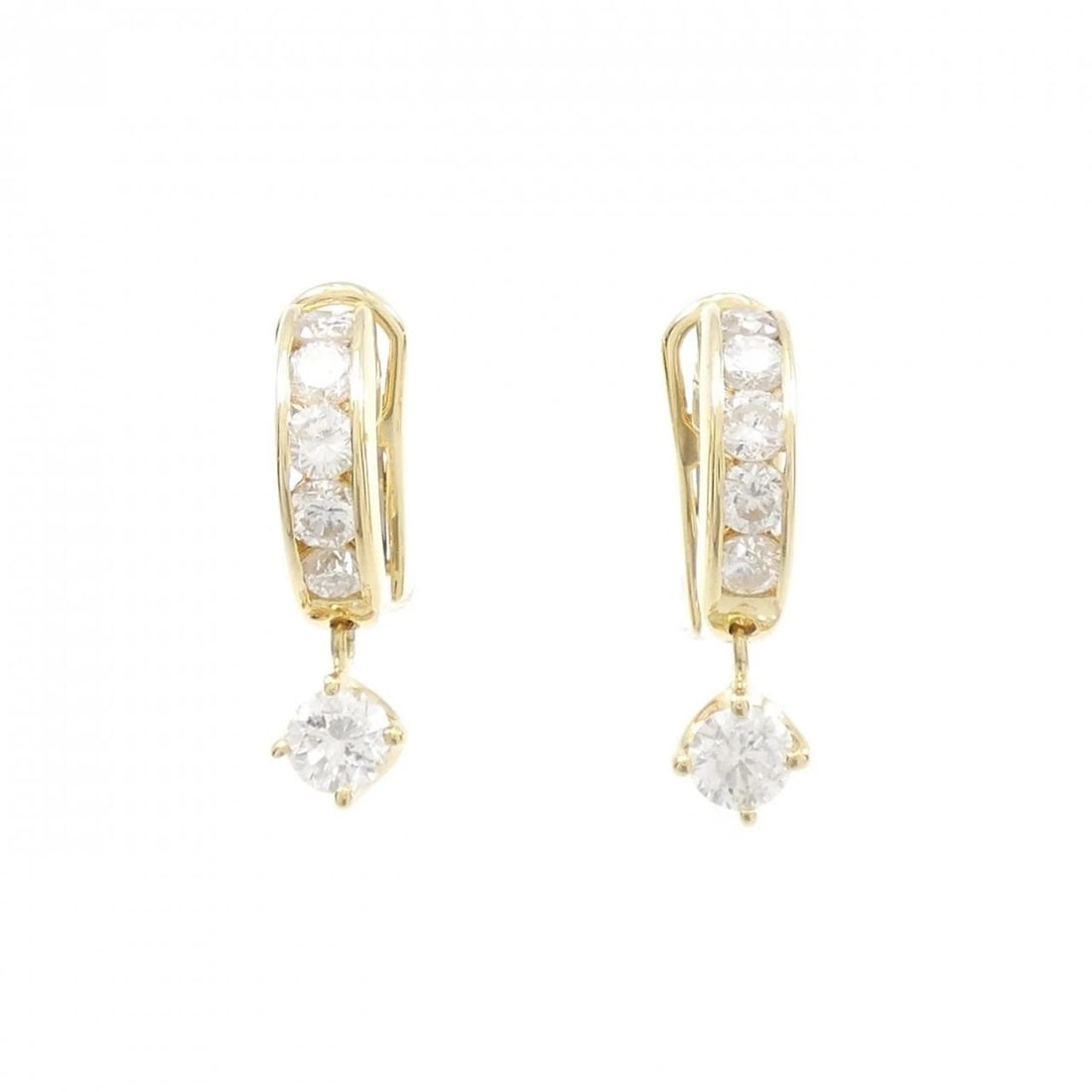 K18YG DIAMOND PIERCE/EARRING: K18YG Diamond Pierce/Earring Brand: Unbranded Type: Diamond Pierce/Earring Material: K18 yellow gold, Color: yellow gold Size: Actual Size Approx. length x width: 22.7mm x 6.1mm Accessories: None