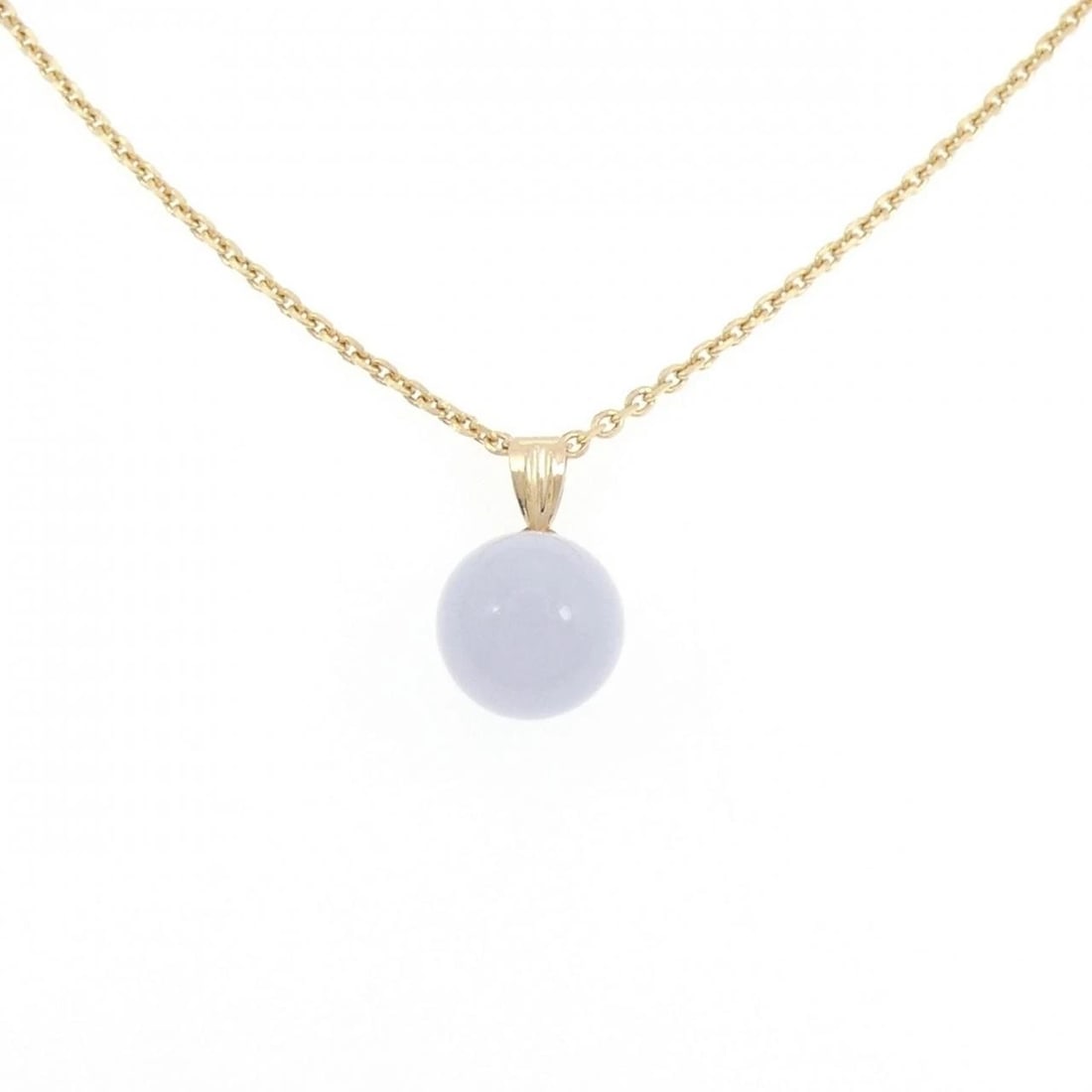 K18YG CHALCEDONY NECKLACE: K18YG Chalcedony Necklace Brand: Unbranded Type: Chalcedony Necklace Material: K18 yellow gold, Color: yellow gold Size: 42cm,Actual Size Pendant length approx. x width approx.: 17.1mmx9.9mm