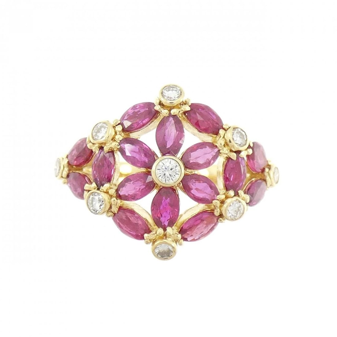 K18YG FLOWER RUBY RING - 2