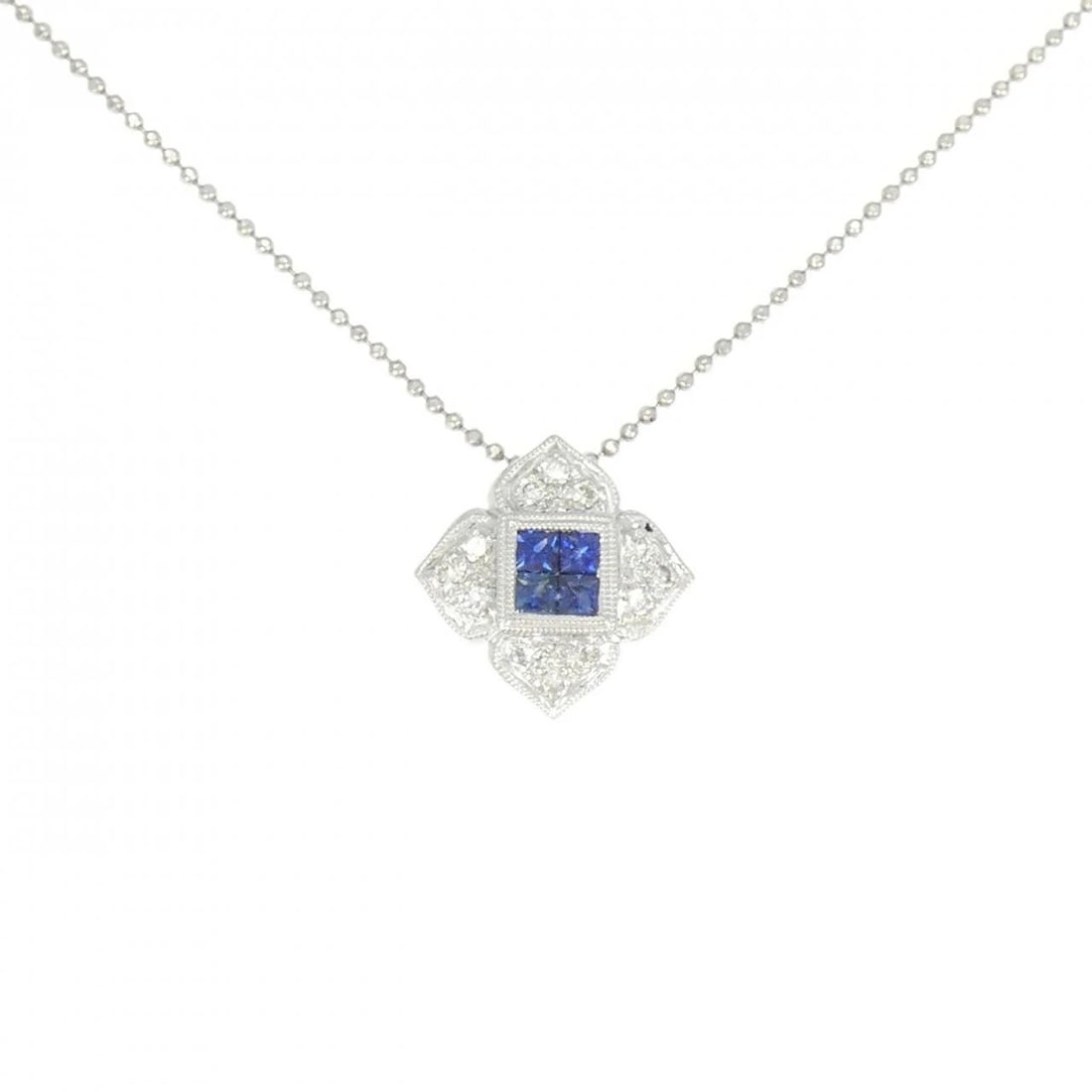 PT900/PT850 SAPPHIRE NECKLACE: PT900/PT850 Sapphire Necklace Brand: Unbranded Type: Sapphire Necklace Material: Platinum900/Platinum850, Color: Platinum Size: 40cm,Actual Size Pendant length approx. x width approx.: