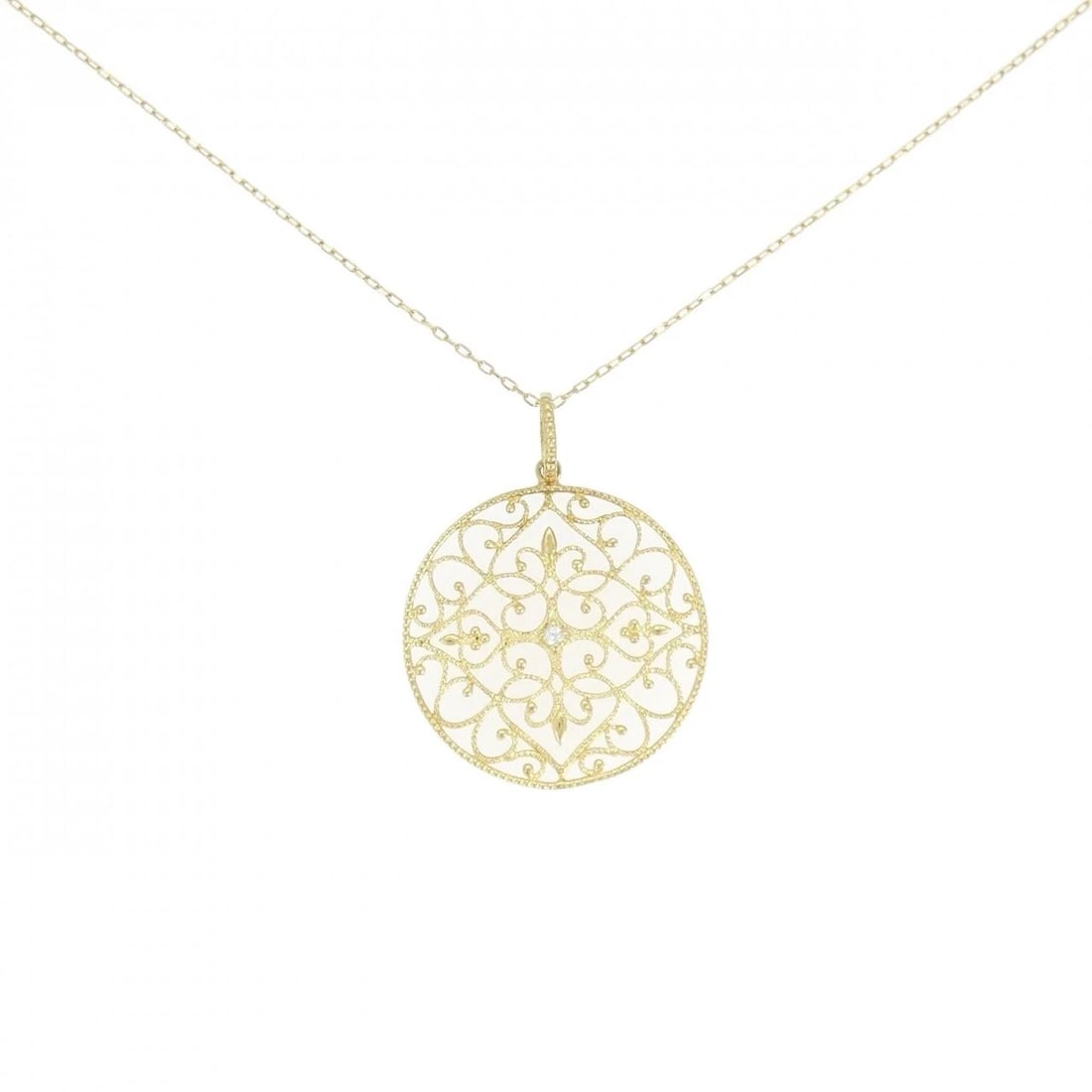 K18YG DIAMOND NECKLACE: K18YG Diamond Necklace Brand: Unbranded Type: Diamond Necklace Material: K18 yellow gold, Color: yellow Size: 45cm Actual Size Pendant length approx. x width approx.: 30.3mmx22.8mm Chain