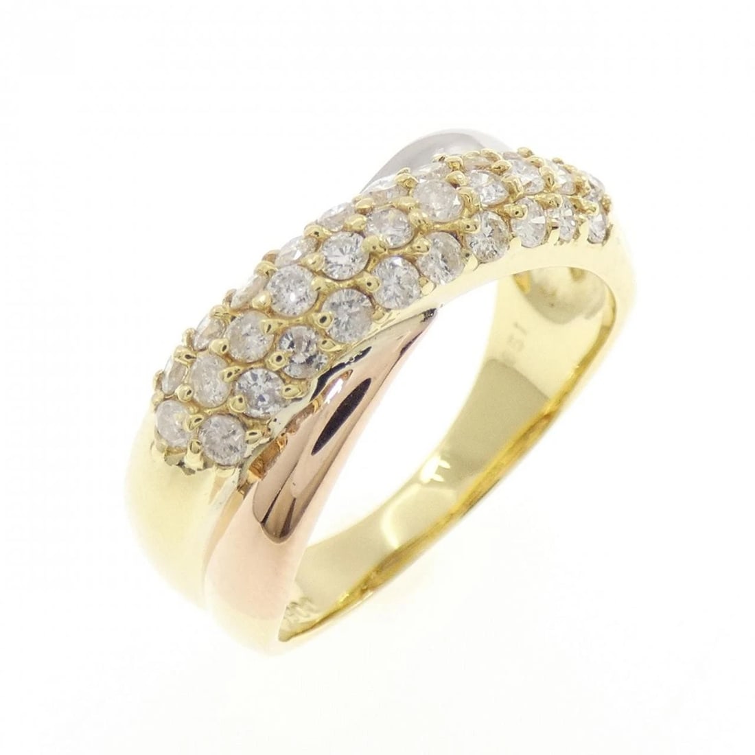 K18YG/PT900/K18PG DIAMOND RING: K18YG/PT900/K18PG Diamond Ring Brand: Unbranded Type: Diamond Ring Material: 18K Yellow Gold // Platinum 900 / 18K Pink Gold, Color: yellow Pink Size: US 5 3/4 Accessories: None Accessorie