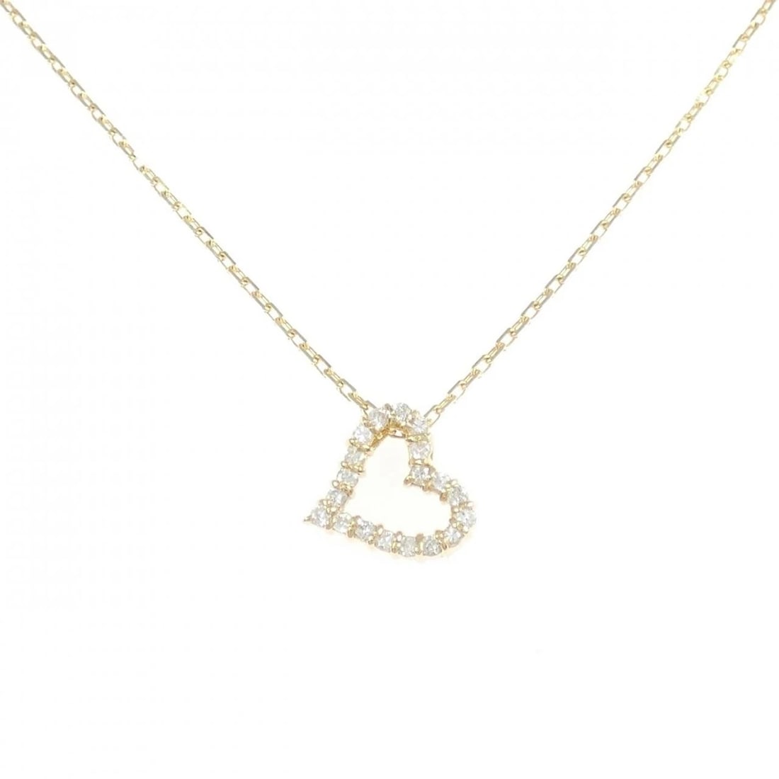 K18YG HEART DIAMOND NECKLACE: K18YG Heart Diamond Necklace Brand: Unbranded Type: Diamond Necklace Material: K18 yellow gold, Color: yellow Size: 38cm Actual Size Pendant length approx. x width approx.: 9.6mmx10.5mm Chain