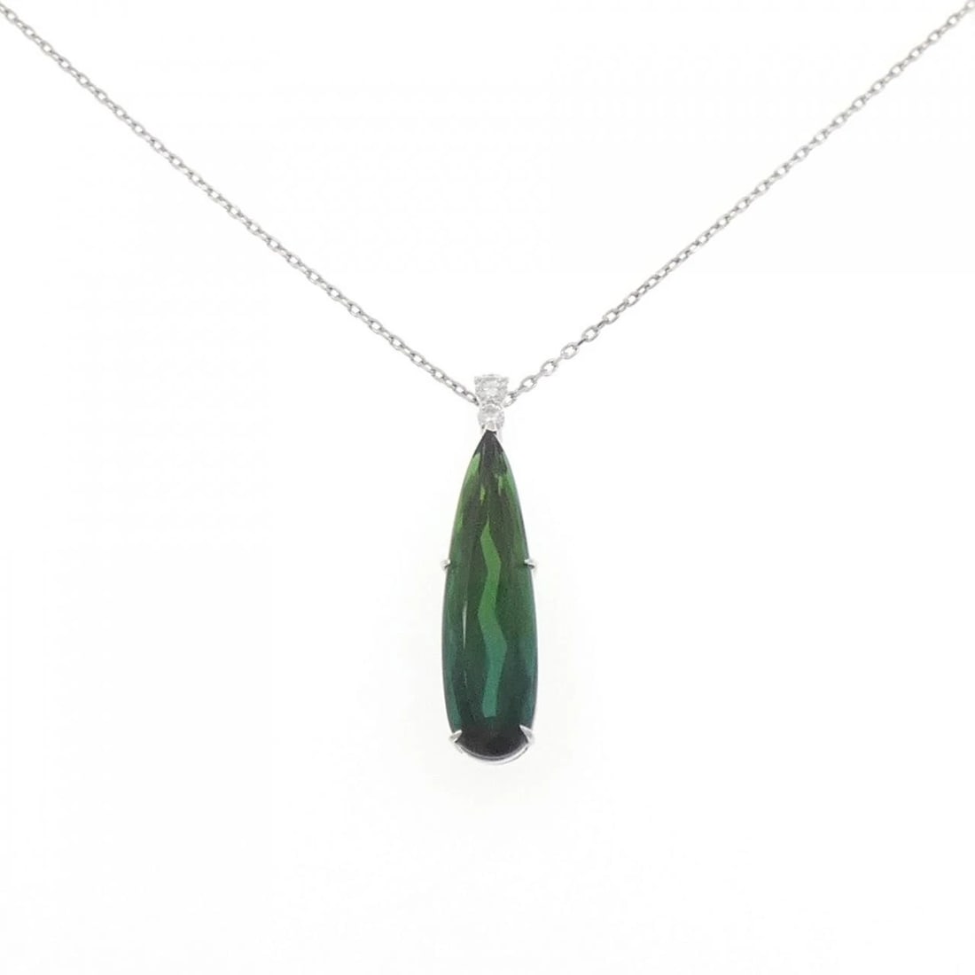PT900/PT850 TOURMALINE NECKLACE: PT900/PT850 Tourmaline Necklace Brand: Unbranded Type: Tourmaline Necklace Material: Platinum900/Platinum850, Main Stone/Creation Tourmaline Color: NONE Size: 45cm Actual Size Pendant length