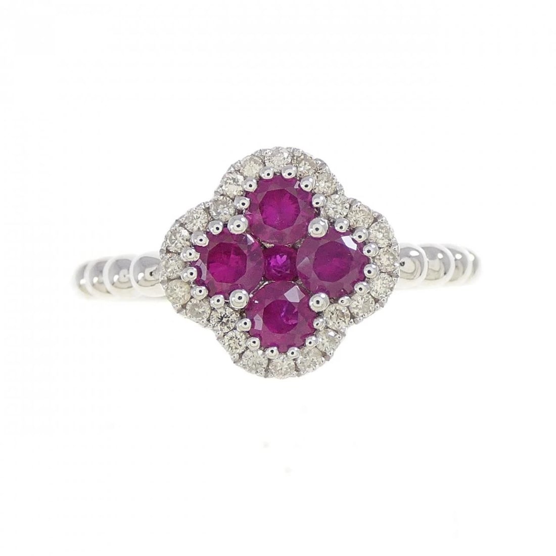 K18WG FLOWER RUBY RING - 2