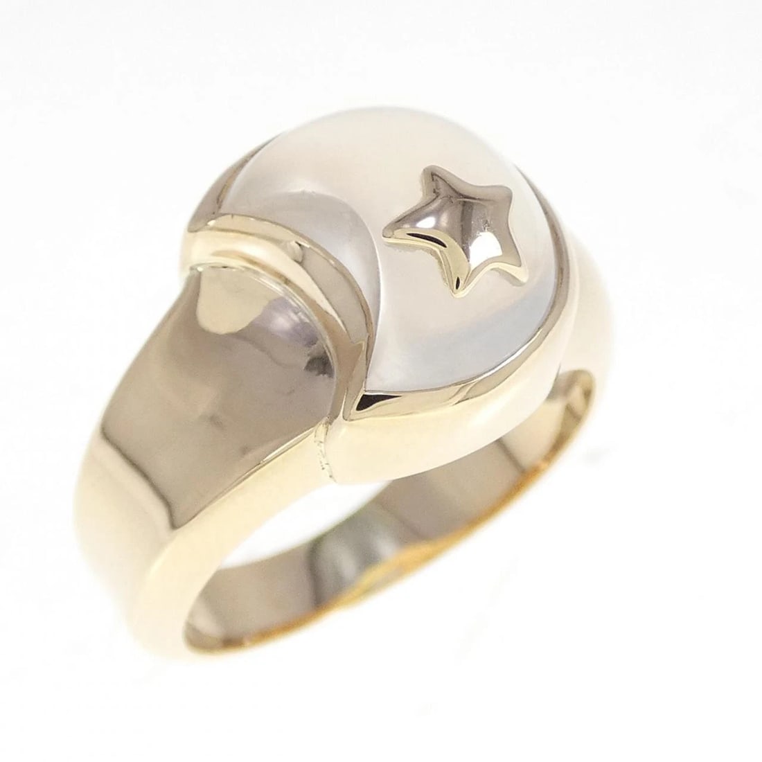 STAR JEWELRY MOONSTONE RING: Star Jewelry Moonstone Ring Brand: STAR JEWELRY Type: star jewelry ring Material: K14 Yellow Gold, Main Stone/Creation Moonstone Color: Yellow Size: US 5 3/4 Accessories: None Accessories