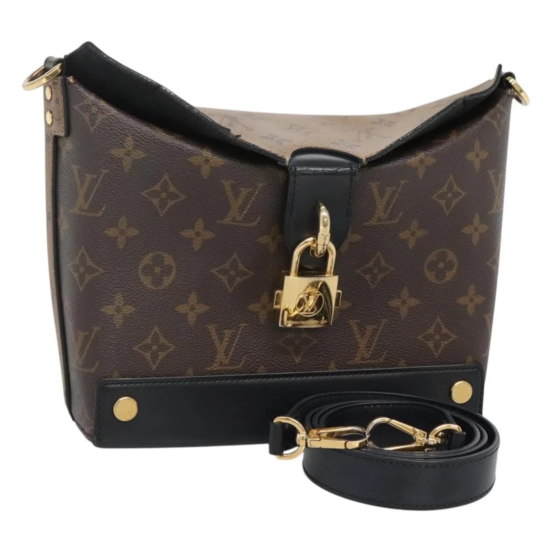 LOUIS VUITTON MONOGRAM REVERSE BENTO SHOULDER BAG: LOUIS VUITTON Monogram Reverse Bento Shoulder Bag Brand: LOUIS VUITTON Type: Shoulder Bag Material: Monogram Reverse Canvas Color: Monogram Reverse Size: W8.7 x H7.5 x D2.8inch(Approx) Shoulder Dr