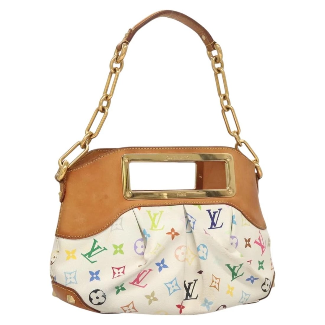 LOUIS VUITTON MONOGRAM MULTICOLOR JUDY PM SHOULDER BAG: LOUIS VUITTON Monogram Multicolor Judy PM Shoulder Bag Brand: LOUIS VUITTON Type: Shoulder Bag Material: Monogram Multicolor Canvas Color: White Size: W12.6 x H7.5 x D3.3inch(Approx) Accessories:
