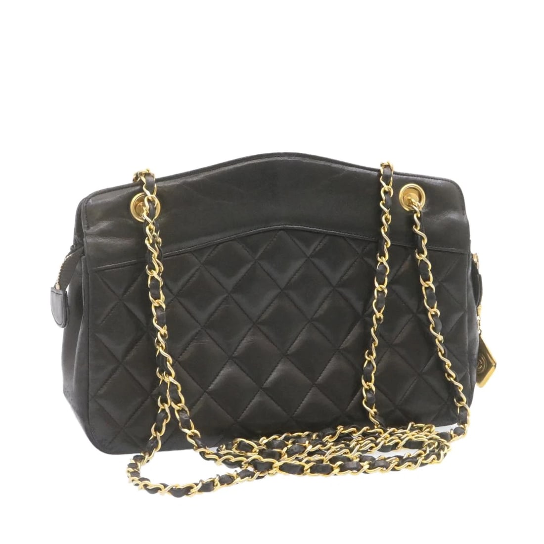 CHANEL LAMB SKIN MATELASSE CHAIN SHOULDER BAG: CHANEL Lamb Skin Matelasse Chain Shoulder Bag Brand: CHANEL Type: Shoulder Bag Material: Lamb Skin Color: Black Size: W11.0 x H7.9 x D3.1inch(Approx) Shoulder Drop:17.7inch(Approx) Accessories: N