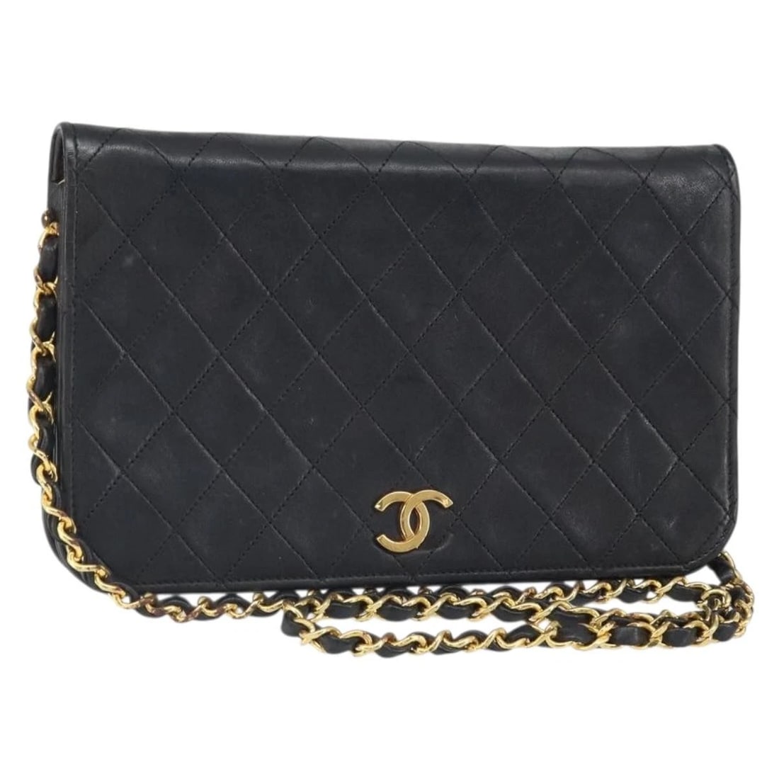 CHANEL MATELASSE CHAIN SHOULDER BAG LAMB SKIN: CHANEL Matelasse Chain Shoulder Bag Lamb Skin Brand: CHANEL Type: Shoulder Bag Material: Lamb Skin Color: Black/Gold Size: W9.4 x H5.9 x D2.0inch(Approx) Shoulder Drop:16.1inch(Approx) Accessorie