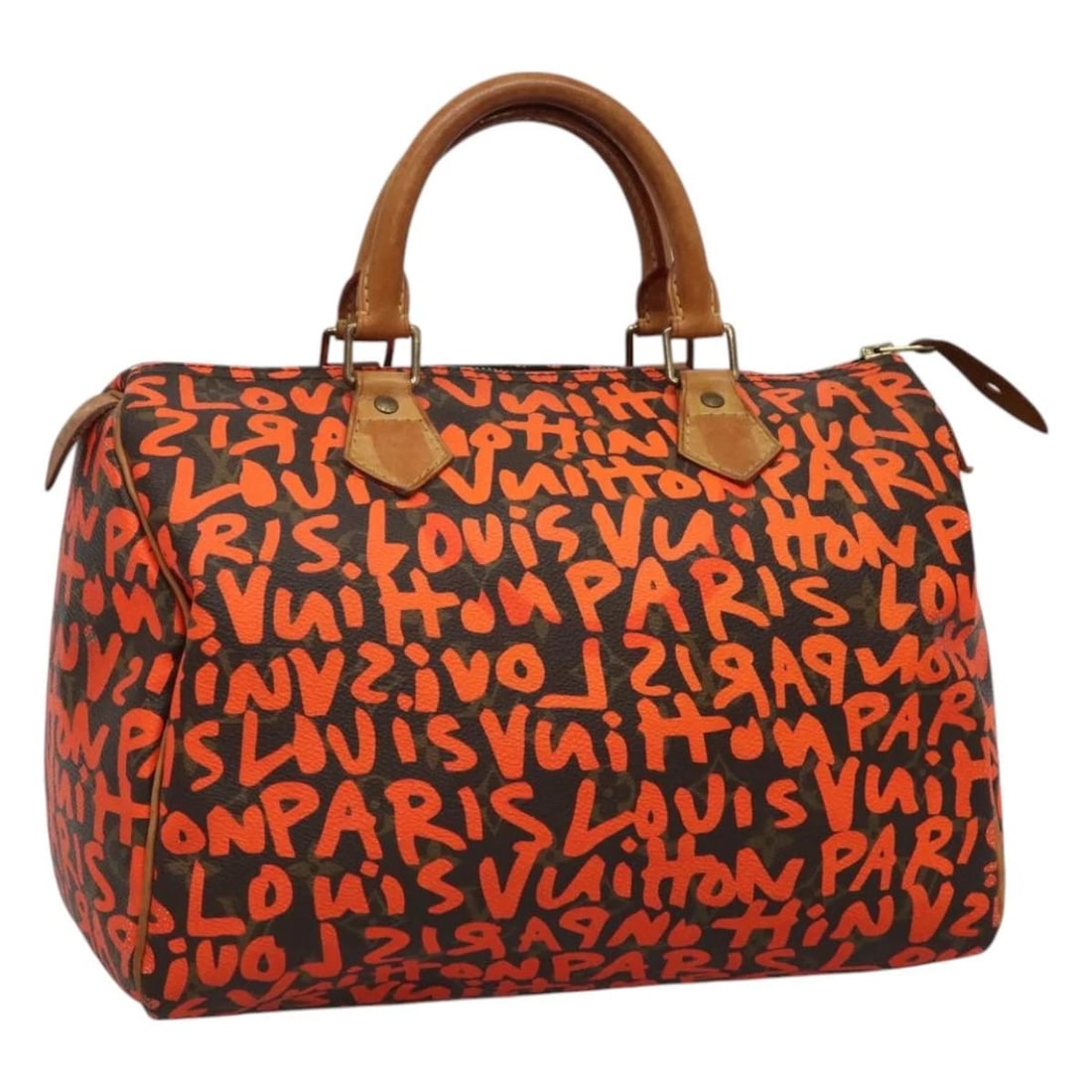 LOUIS VUITTON MONOGRAM GRAFFITI SPEEDY 30 HAND BAG: LOUIS VUITTON Monogram Graffiti Speedy 30 Hand Bag Brand: LOUIS VUITTON Type: Hand Bag Material: Monogram Graffiti Canvas Color: Monogram/Orange Size: W11.8 x H8.3 x D6.7inch(Approx) Accessories: