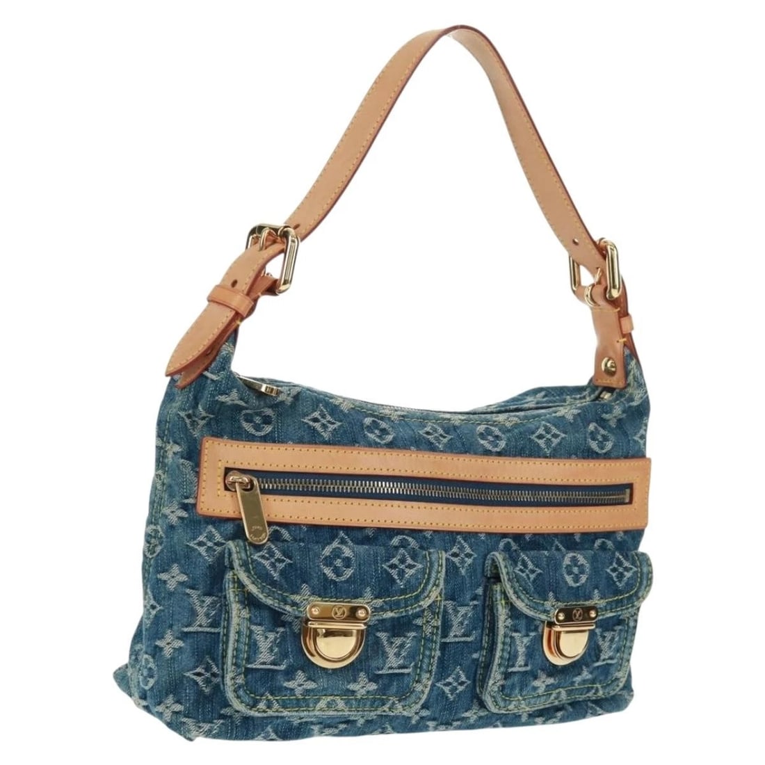 LOUIS VUITTON MONOGRAM DENIM BUGGY PM SHOULDER BAG: LOUIS VUITTON Monogram Denim Buggy PM Shoulder Bag Brand: LOUIS VUITTON Type: Shoulder Bag Material: Monogram Denim Canvas Color: Blue Size: W11.8 x H7.7 x D3.9inch(Approx) Accessories: None <