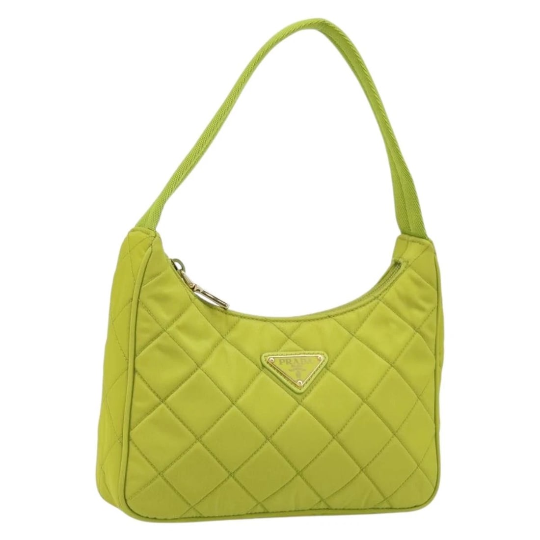PRADA HAND BAG NYLON GREEN GOLD: PRADA Hand Bag Nylon Green Gold Brand: PRADA Type: Hand Bag Material: Nylon Color: Green/Gold Size: W9.1 x H5.5 x D2.4inch(Approx) Handle Drop:6.7inch(Approx) Accessories: None Accessories