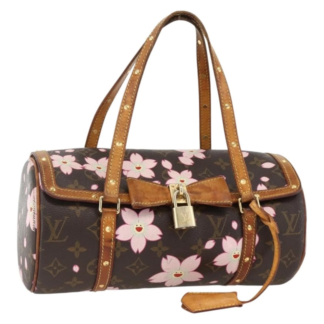 LOUIS VUITTON CHERRY BLOSSOM PAPILLON GM: LOUIS VUITTON Cherry Blossom Papillon GM Brand: LOUIS VUITTON Type: Hand Bag Material: Monogram Canvas Color: Monogram/Brown/Pink Size: W10.6 x H5.1 x D5.1inch(Approx) Handle Drop:7.9inch(Approx)