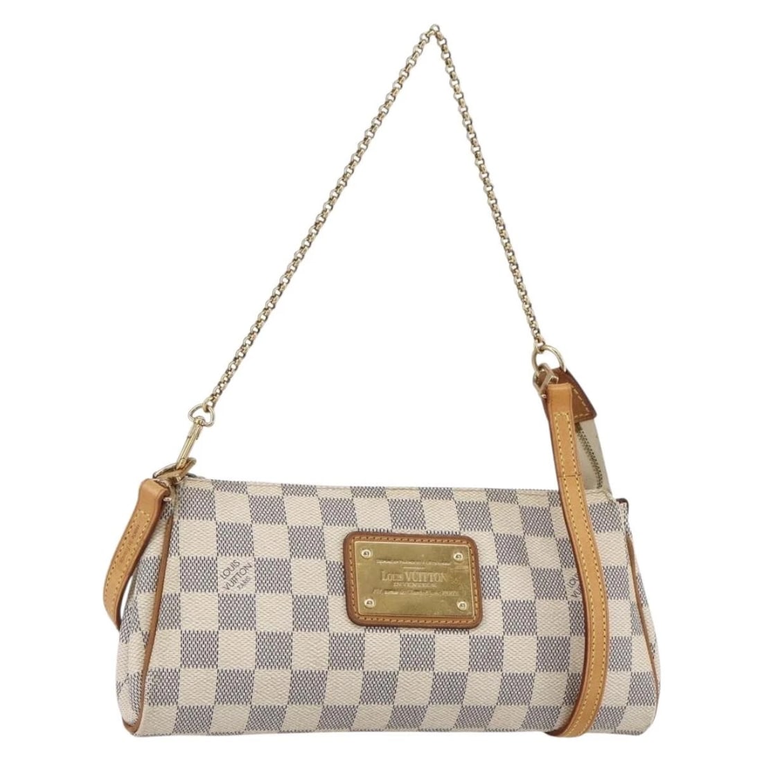 LOUIS VUITTON DAMIER AZUR EVA SHOULDER BAG: LOUIS VUITTON Damier Azur Eva Shoulder Bag Brand: LOUIS VUITTON Type: Shoulder Bag Material: Damier Azur Canvas Color: Damier Azur Size: W9.8 x H4.9 x D1.8inch(Approx) Accessories: None Ac