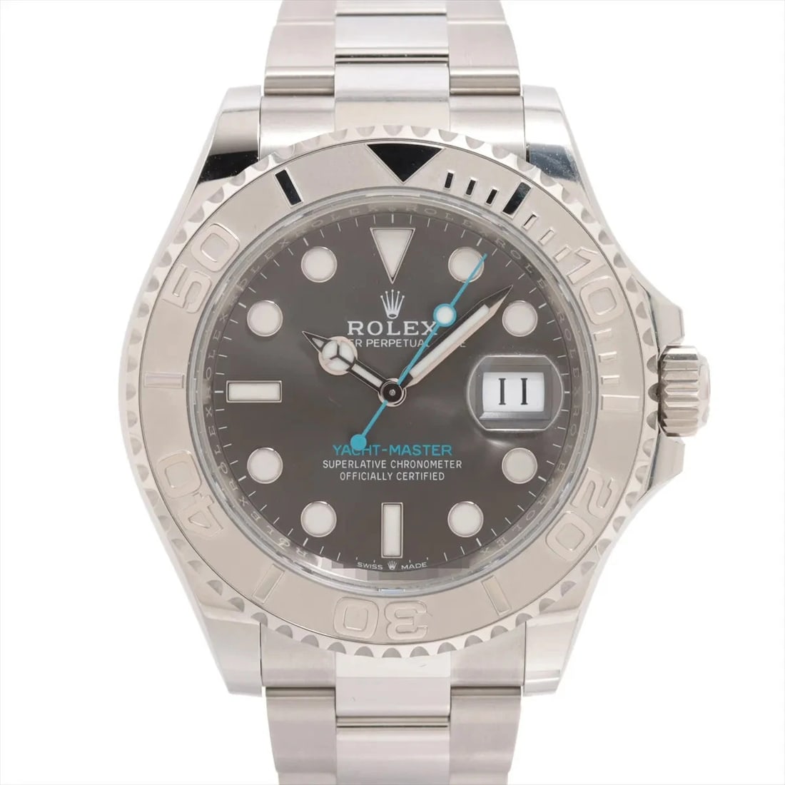 ROLEX YACHT MASTER PT×SS SLATE: Rolex Yacht Master PT×SS Slate Brand: Rolex Type: Wristwatch Material: PT×SS Color: Dial Color slate Size: Case:W1.6 x H1.6inch / W40 x H40 Circumference of Wrist:6.7inch / 17 Accessories: None