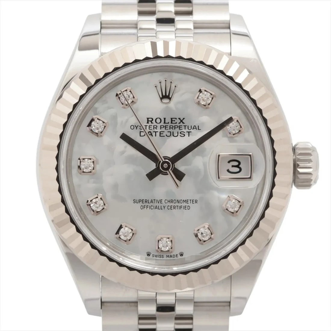 ROLEX DATEJUST SS×WG WHITE SHELL: Rolex Datejust SS×WG white shell Brand: Rolex Type: Wristwatch Material: SS×WG Color: Dial Color white shell Size: Case:W0.8 x H0.8inch / W28 x H28 Circumference of Wrist:6.3inch / 16 Accessori