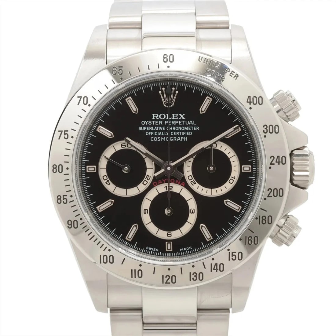 ROLEX COSMOGRAPH SS BLACK: Rolex Cosmograph SS Black Brand: Rolex Type: Wristwatch Material: SS Color: Dial Color Black Size: Case:W1.2 x H1.2inch / W39 x H39 Circumference of Wrist:6.4inch / 16.2 Accessories: None