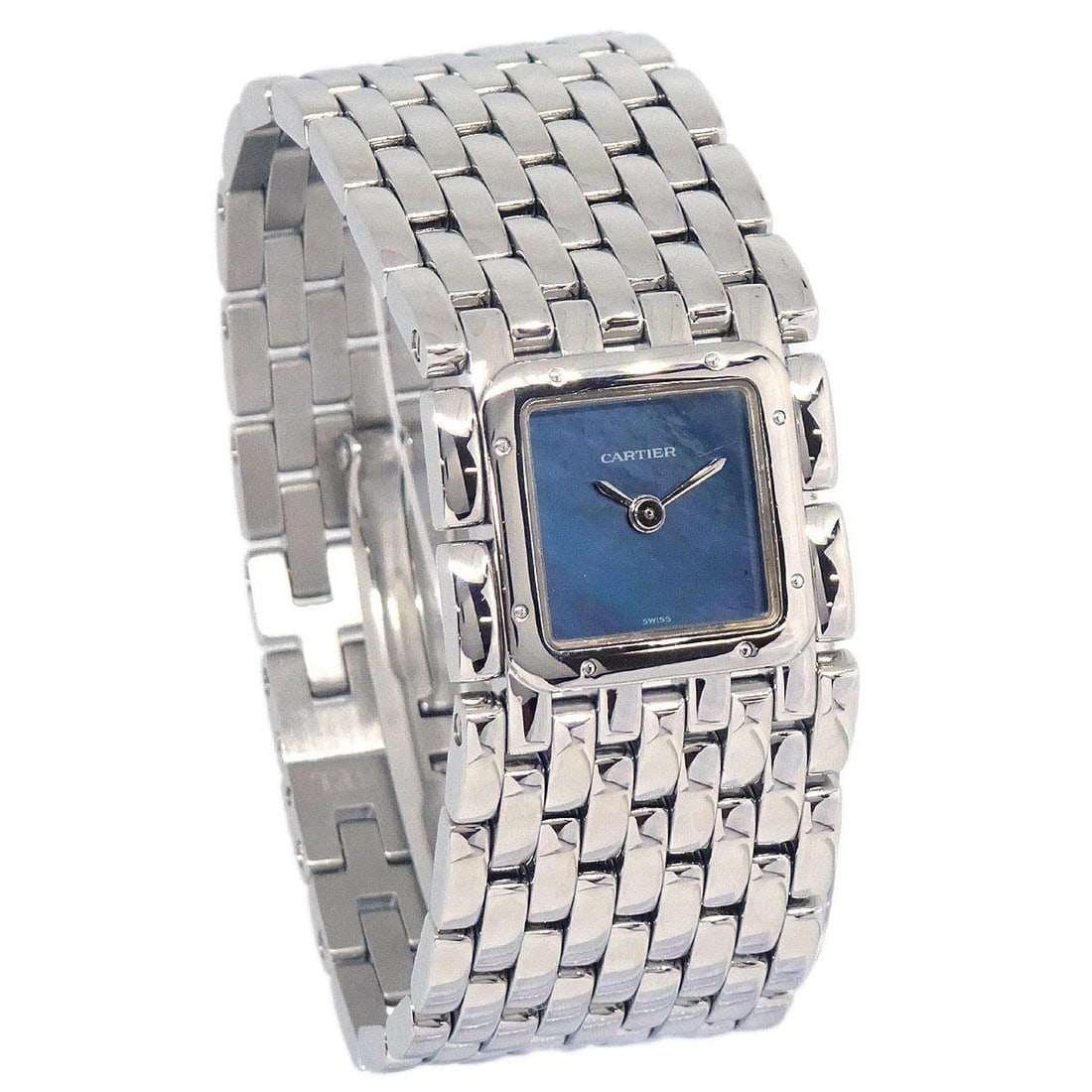 CARTIER PANTHERE WATCH SS: Cartier Panthere Watch SS Brand: Cartier Type: Wristwatch Material: Band Material Stainless Steel, Case Material Stainless Steel Color: Band Color Silver, Dial Color Gray Case Color Silver Size: C