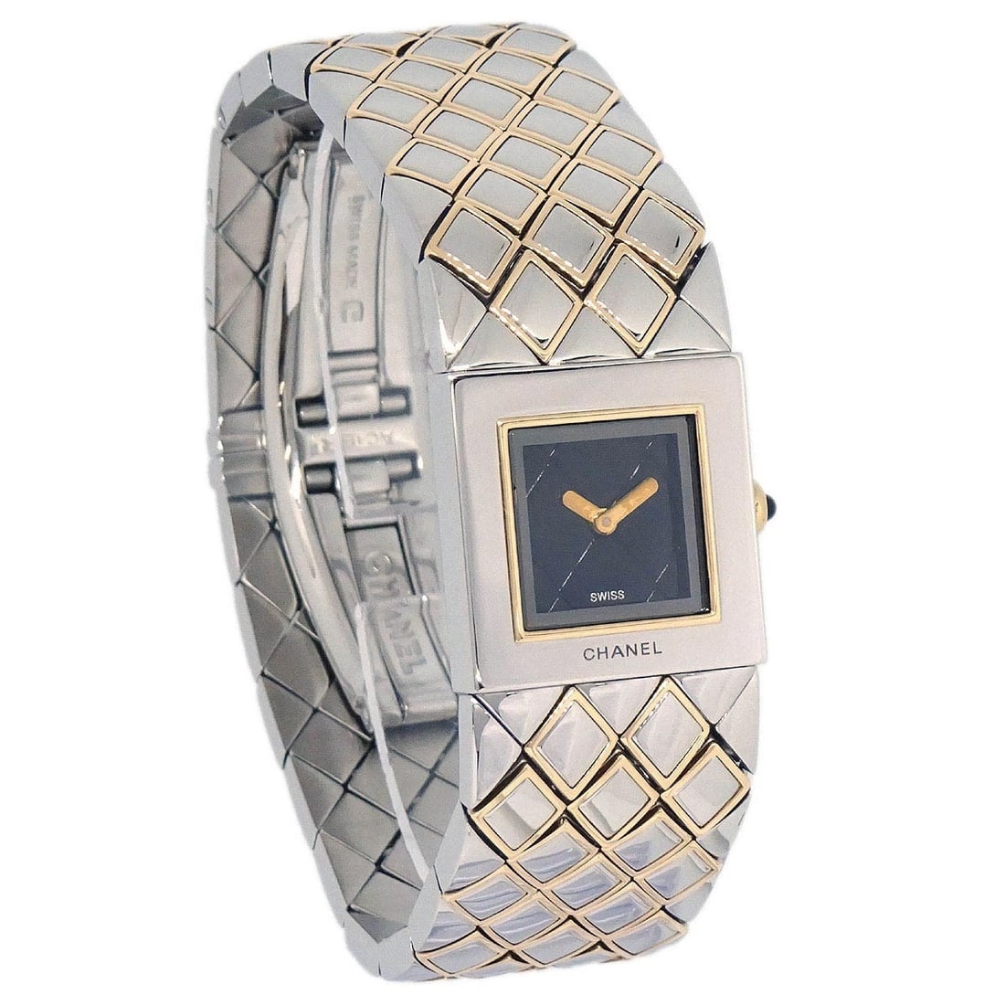 CHANEL WATCH SS 18KYG: Chanel Watch SS 18KYG Brand: CHANEL Type: Wristwatch Material: Band Material Stainless Steel, Yellow Gold, Case Material Stainless Steel, Yellow Gold Color: Band Color Gold, Silver, Dial Color Blac