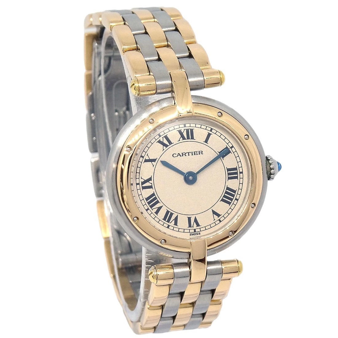 CARTIER PANTHERE WATCH 18KYG SS: Cartier Panthere Watch 18KYG SS Brand: Cartier Type: Wristwatch Material: Band Material Stainless Steel, 18KYG, Case Material Stainless Steel, 18KYG Color: Band Color Gold, Silver, Dial Color Beige
