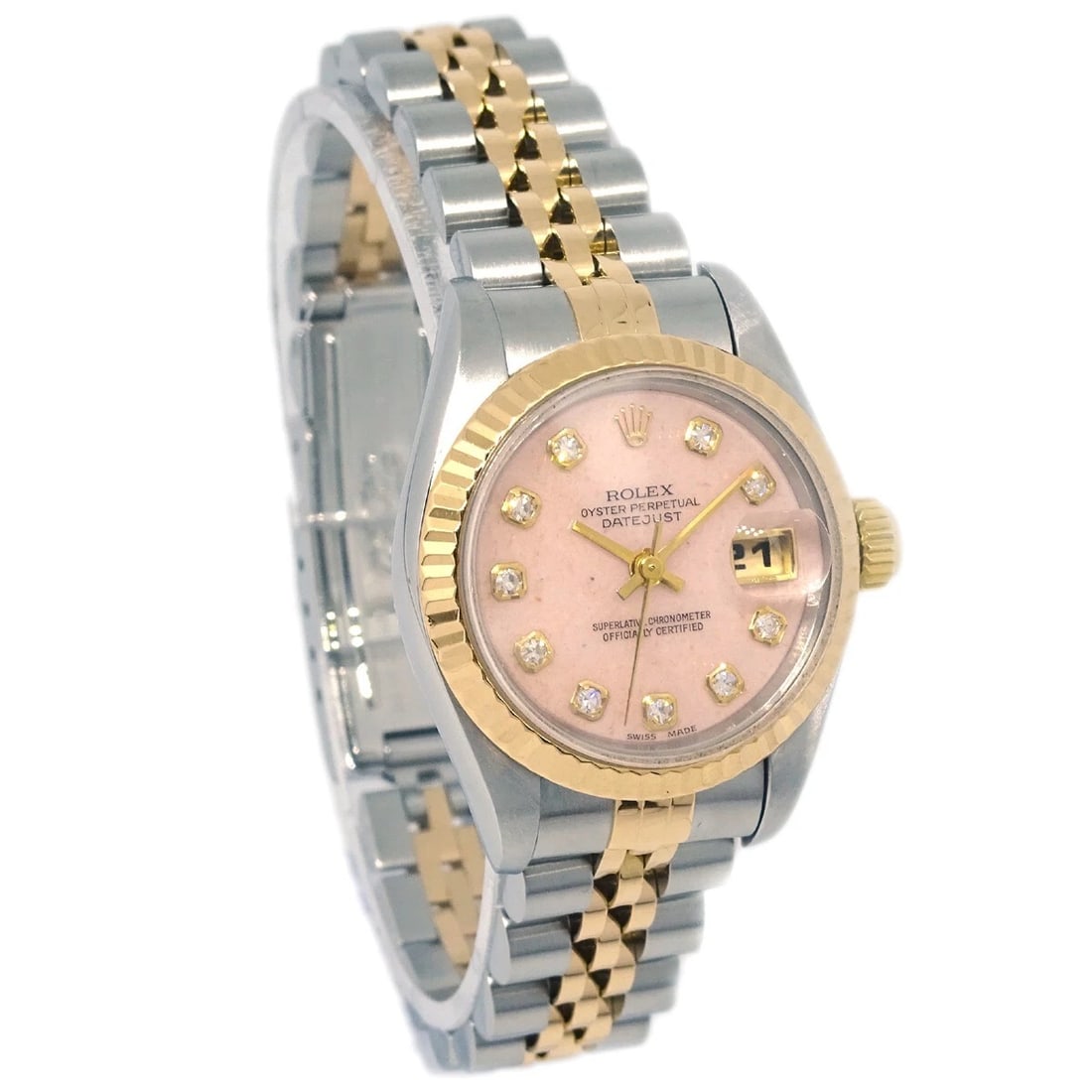 ROLEX OYSTER PERPETUAL WATCH 18KYG SS DIAMOND: Rolex Oyster Perpetual Watch 18KYG SS Diamond Brand: Rolex Type: Wristwatch Material: Band Material Stainless Steel, 18KYG, Case Material Stainless Steel, 18KYG Color: Band Color Gold, Silver, Dial