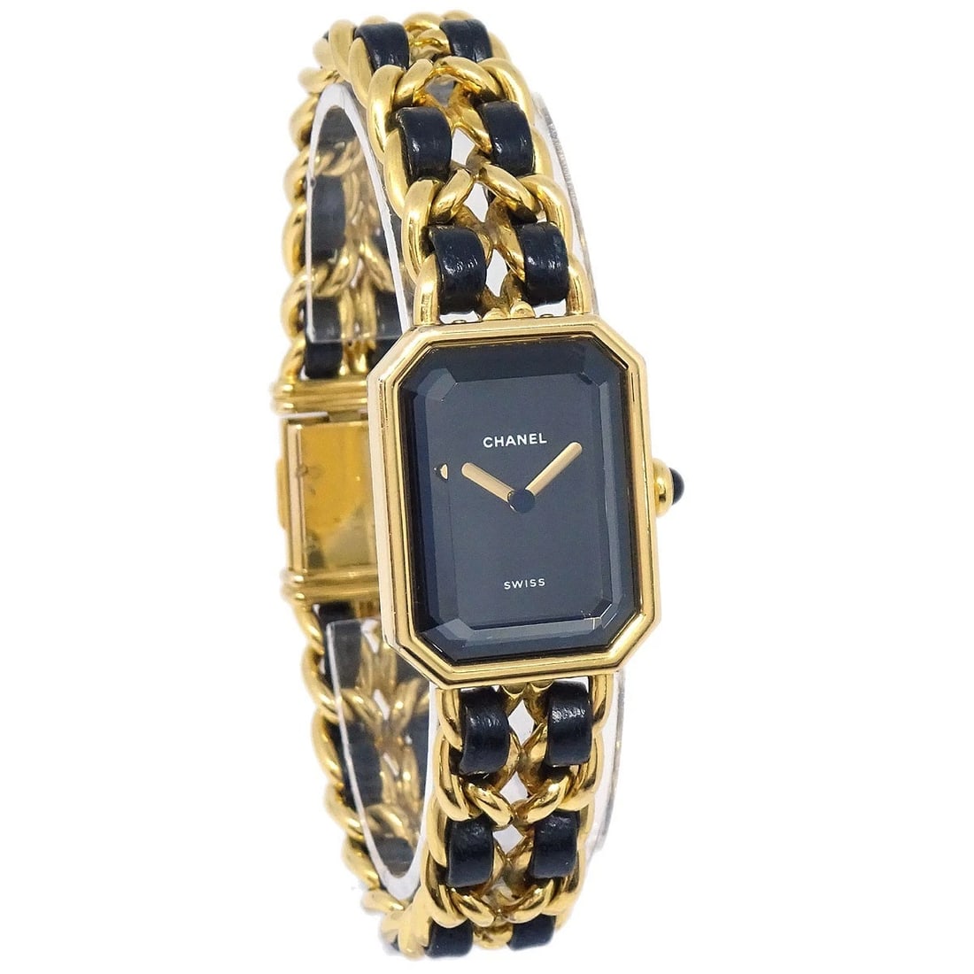 CHANEL WATCH GOLD: Chanel Watch Gold Brand: CHANEL Type: Wristwatch Material: Band Material Gold Plated, Leather, Case Material Gold Plated Color: Band Color Black, Gold, Dial Color Black, Gold Case Color Black, Gold
