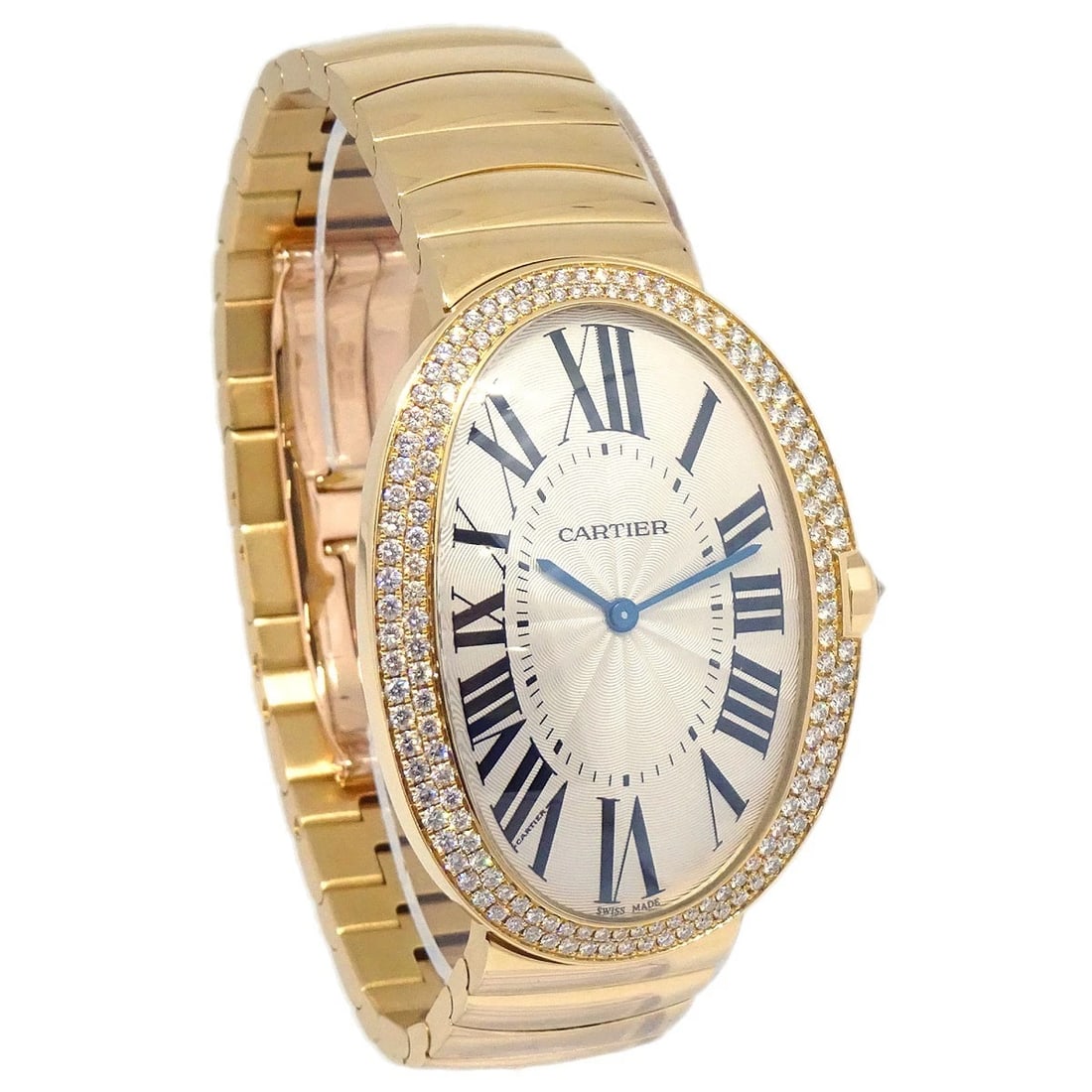 CARTIER WATCH 18KYG: Cartier Watch 18KYG Brand: Cartier Type: Wristwatch Material: Band Material Yellow Gold, Case Material Yellow Gold Color: Band Color Gold, Dial Color White Case Color Gold Size: Case: W 32 x H 43