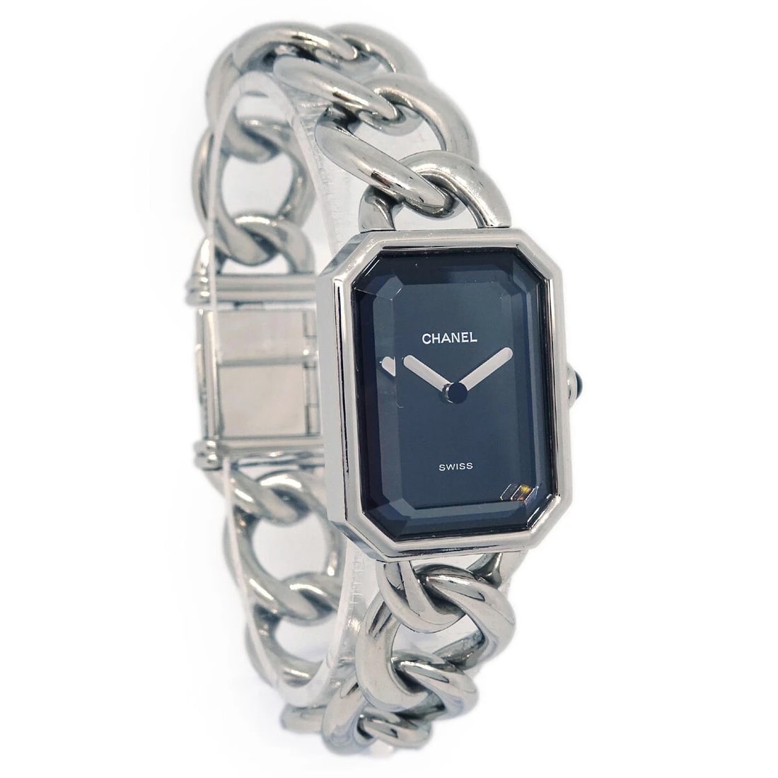 CHANEL WATCH SILVER SS: Chanel Watch Silver SS Brand: CHANEL Type: Watch Material: Band Material Stainless Steel, Case Material Stainless Steel Color: Band Color Silver, Dial Color Black Case Color Silver Size: Band Widt