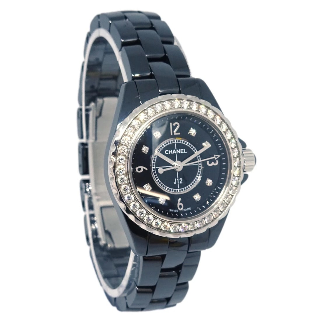 CHANEL J12 WATCH CERAMIC DIAMOND SS: Chanel J12 Watch Ceramic Diamond SS Brand: CHANEL Type: Watch Material: Band Material Ceramic, Case Material Ceramic Color: Band Color Black, Dial Color Black Case Color Silver Size: Case: Diamete
