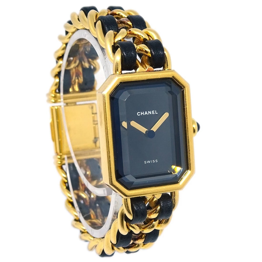 CHANEL WATCH GOLD: Chanel Watch Gold Brand: CHANEL Type: Wristwatch Material: Band Material Gold Plated, Leather, Case Material Gold Plated Color: Band Color Black, Gold, Dial Color Black, Gold Case Color Black,