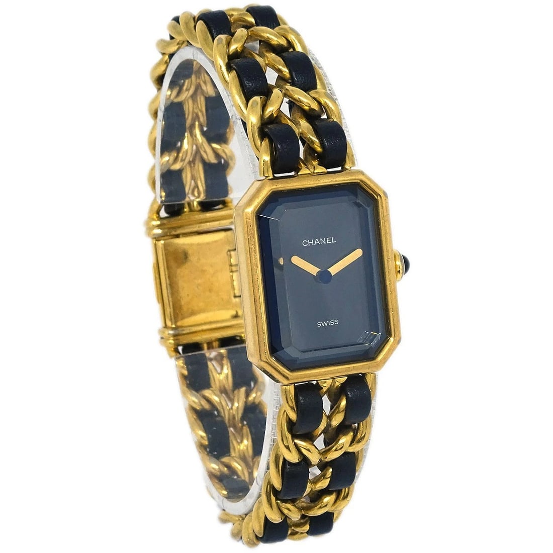 CHANEL WATCH GOLD: Chanel Watch Gold Brand: CHANEL Type: Wristwatch Material: Band Material Gold Plated, Leather, Case Material Gold Plated Color: Band Color Black, Gold, Dial Color Black, Gold Case Color Black,
