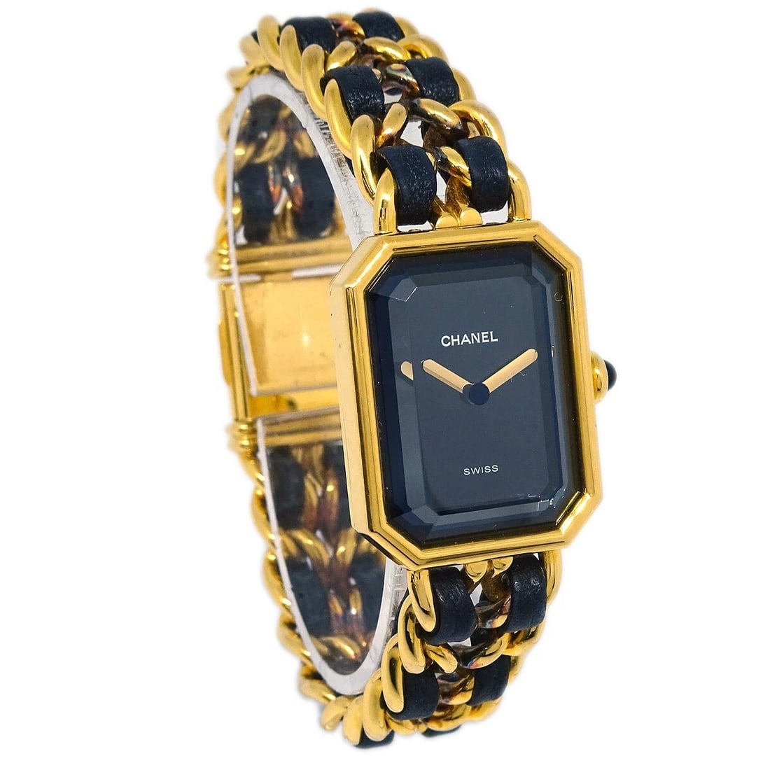 CHANEL WATCH GOLD: Chanel Watch Gold Brand: CHANEL Type: Wristwatch Material: Band Material Gold Plated, Leather, Case Material Gold Plated Color: Band Color Black, Gold, Dial Color Black, Gold Case Color Black,