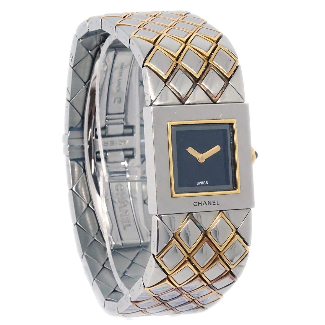 CHANEL WATCH SS 18KYG: Chanel Watch SS 18KYG Brand: CHANEL Type: Wristwatch Material: Band Material Stainless Steel, 18KYG, Case Material Stainless Steel, 18KYG Color: Band Color Silver, Gold, Dial Color Black Case