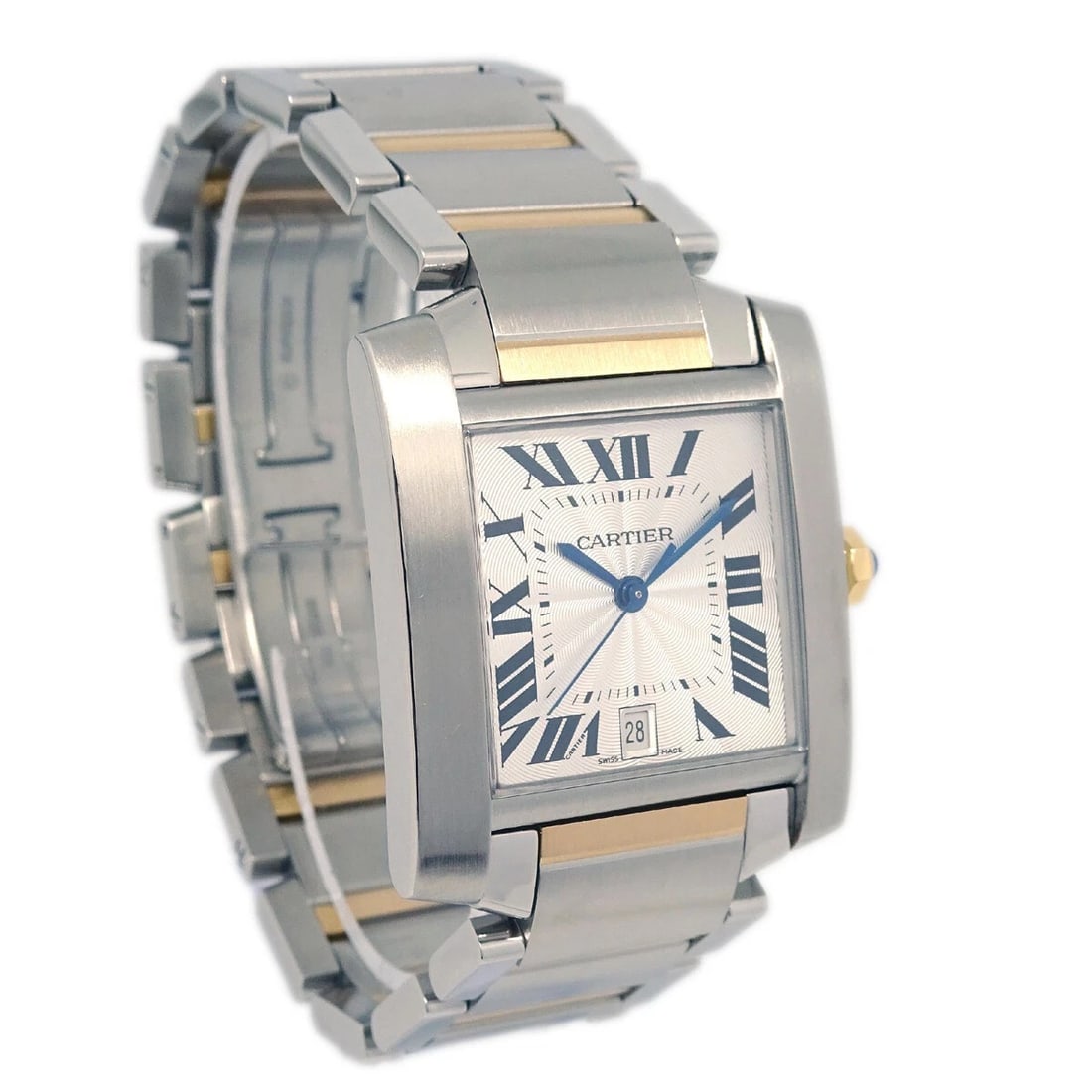 CARTIER TANK FRANCAISE WATCH 18KYG SS: Cartier Tank Francaise Watch 18KYG SS Brand: Cartier Type: Wristwatch Material: Band Material Stainless Steel, 18KYG, Case Material Stainless Steel Color: Band Color Gold, Silver, Dial Color