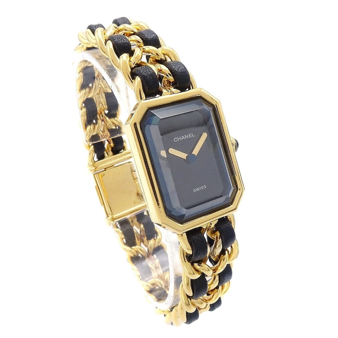 CHANEL WATCH GOLD: Chanel Watch Gold Brand: CHANEL Type: Wristwatch Material: Band Material Gold Plated, Leather, Case Material Gold Plated Color: Band Color Black, Gold, Dial Color Black, Gold Case Color Black, Gold