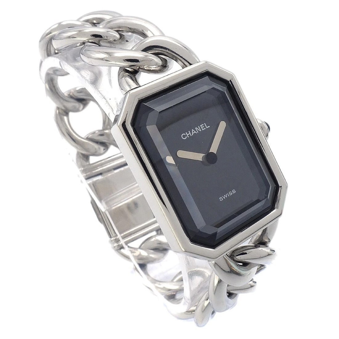 CHANEL WATCH SILVER: Chanel Watch Silver Brand: CHANEL Type: Wristwatch Material: Band Material Stainless Steel, Case Material Stainless Steel Color: Band Color Silver, Dial Color Black Case Color Silver Size: Case: W