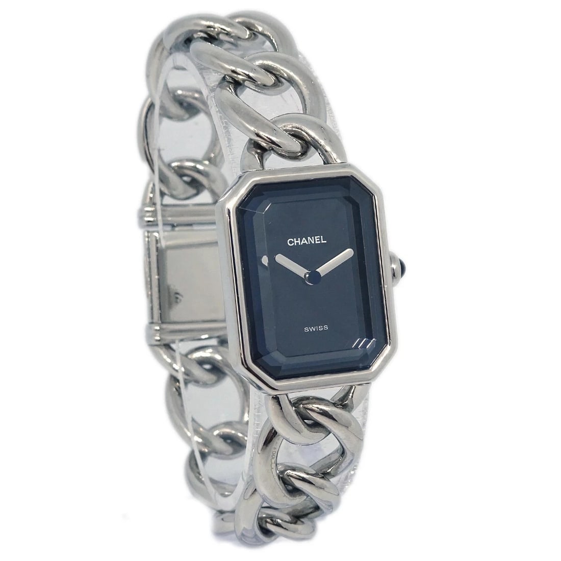 CHANEL WATCH SILVER SS: Chanel Watch Silver SS Brand: CHANEL Type: Wristwatch Material: Band Material Stainless Steel, Case Material Stainless Steel Color: Band Color Silver, Dial Color Black Case Color Silver Size: Case