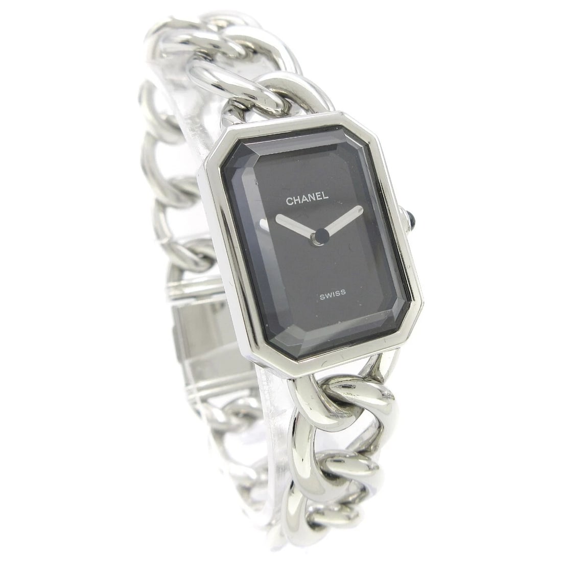 CHANEL WATCH SILVER: Chanel Watch Silver Brand: CHANEL Type: Wristwatch Material: Band Material Stainless Steel, Case Material Stainless Steel Color: Band Color Silver, Dial Color Black Case Color Silver Size: Case: W