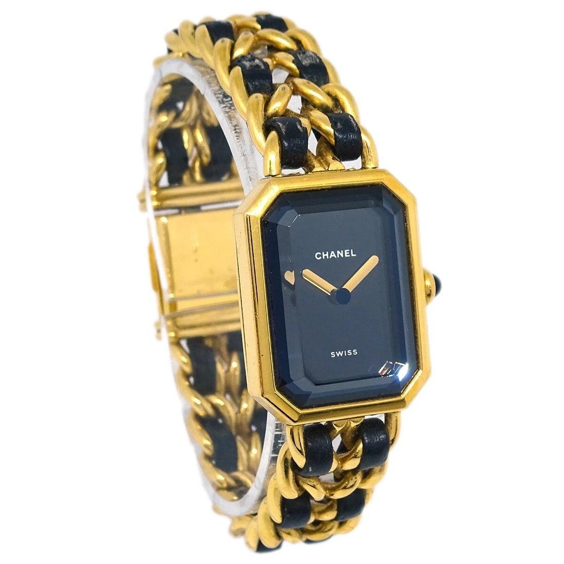 CHANEL WATCH GOLD: Chanel Watch Gold Brand: CHANEL Type: Wristwatch Material: Band Material Gold Plated, Leather, Case Material Gold Plated Color: Band Color Black, Gold, Dial Color Black, Gold Case Color Black, Gold